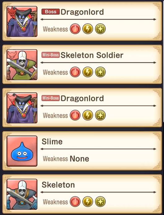 Enemigos del Dragonlord Shrine en Dragon Quest Smash/Grow
